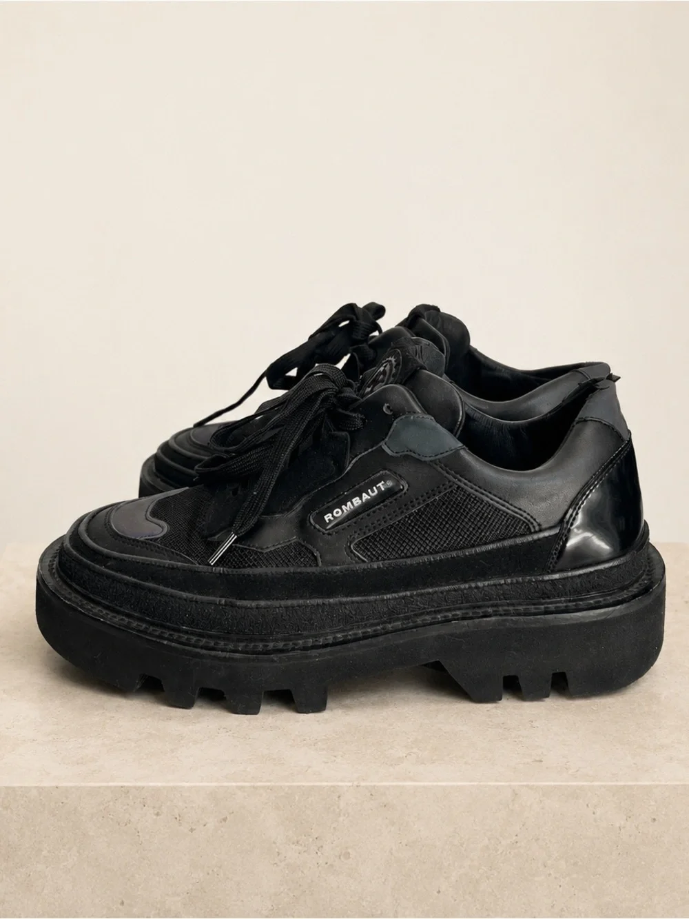 Rombaut Black Chunky Sneakers with Iridescent Accents